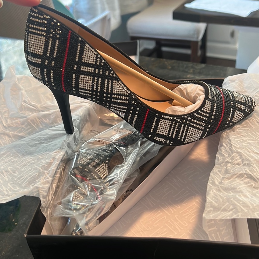 BNIB Plaid Bling Stiletto Heels